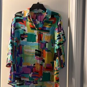 Investments Colorful Abstract Blouse